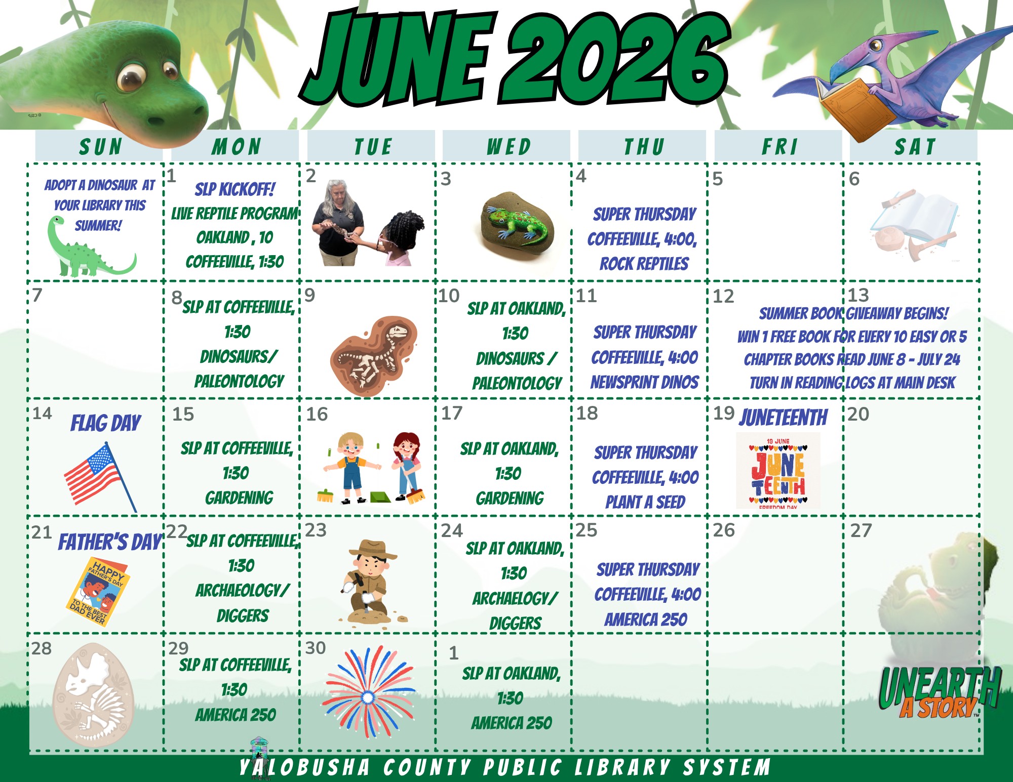 Calendar view of June 2026 Children's programs.