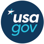 “USA.gov” logo with white and blue text inside a dark blue circle featuring a star.