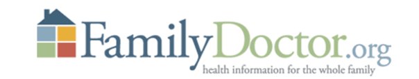 “FamilyDoctor.org” logo with a house icon and the tagline “health information for the whole family.”