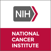 “National Cancer Institute” logo with the NIH emblem above white text on a red background.